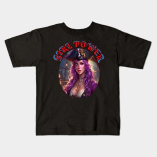 Girl power, she pirate in purple Kids T-Shirt